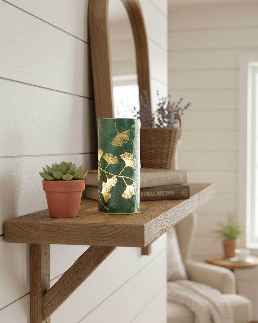 Lighted Leaf Design Glass LED Luminary
