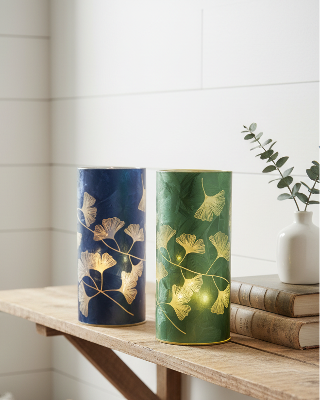 Lighted Leaf Design Glass LED Luminary
