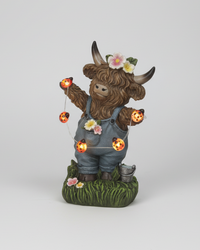 Highland Cow with String Lights and Timer