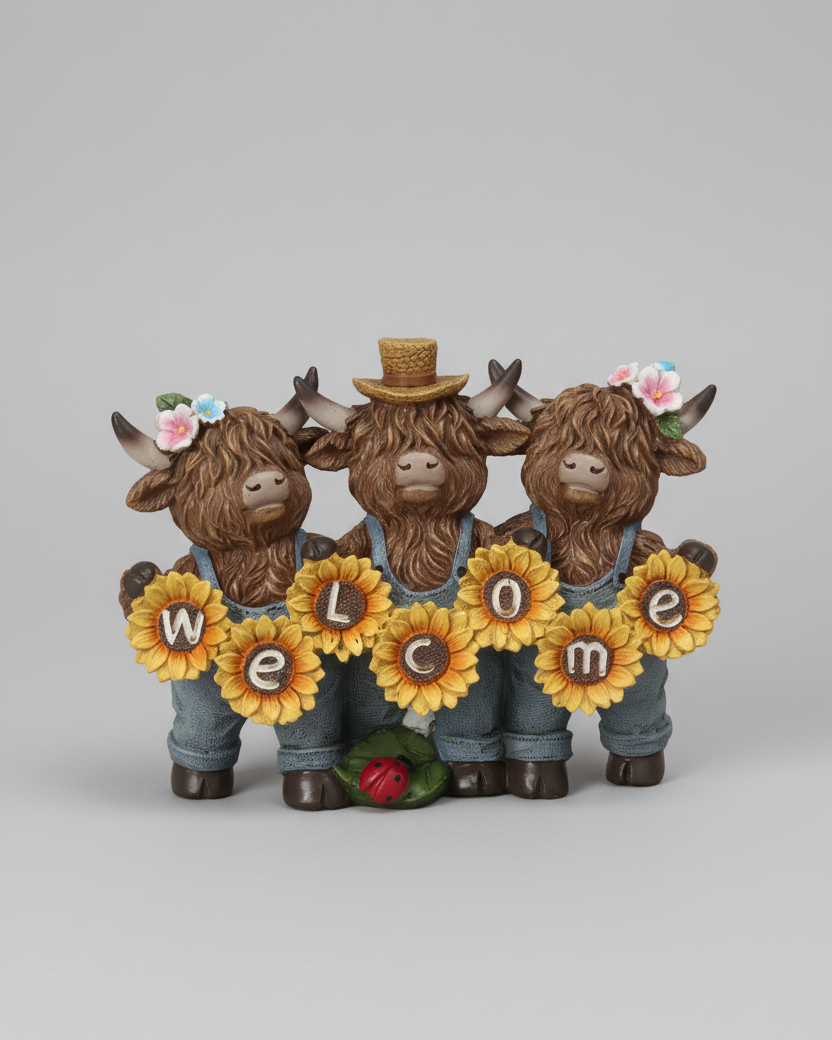 Highland Cows with Sunflower Welcome