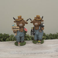 Highland Cow in Denim Overalls