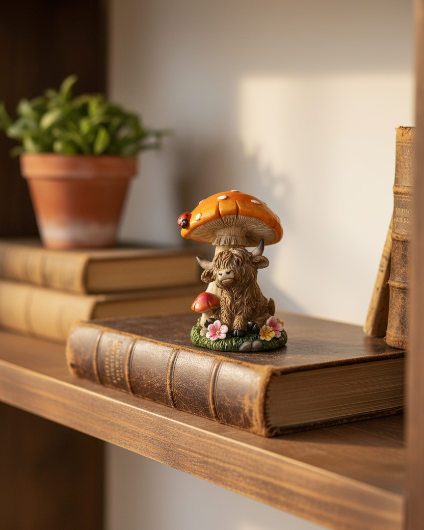 Highland Cow with Mushroom