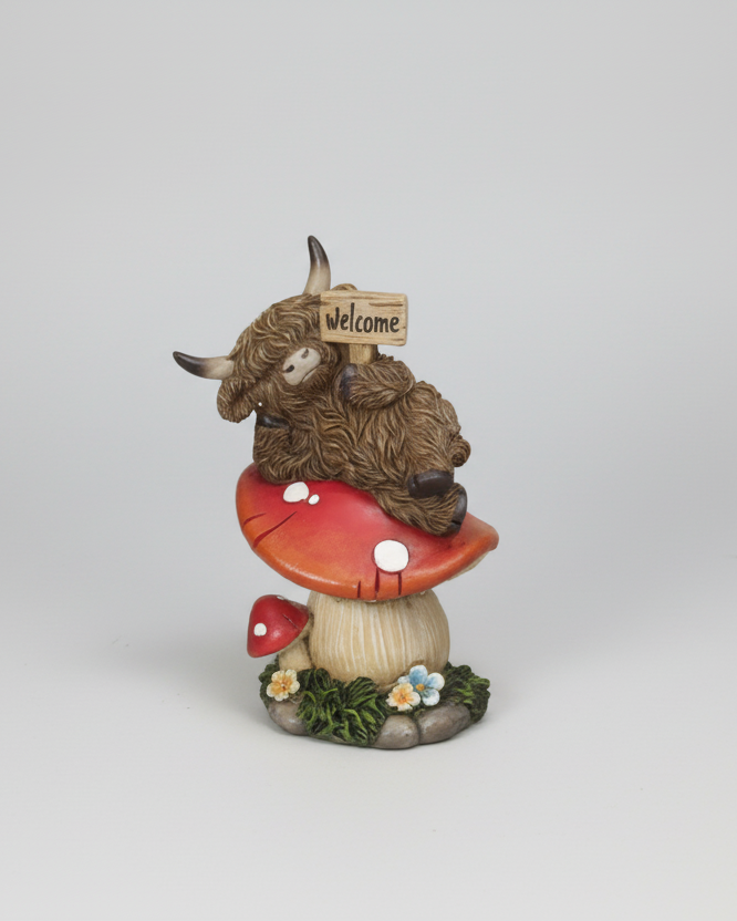 Highland Cow with Mushroom