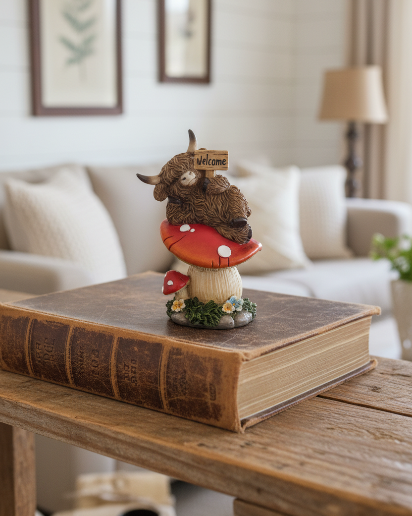 Highland Cow with Mushroom
