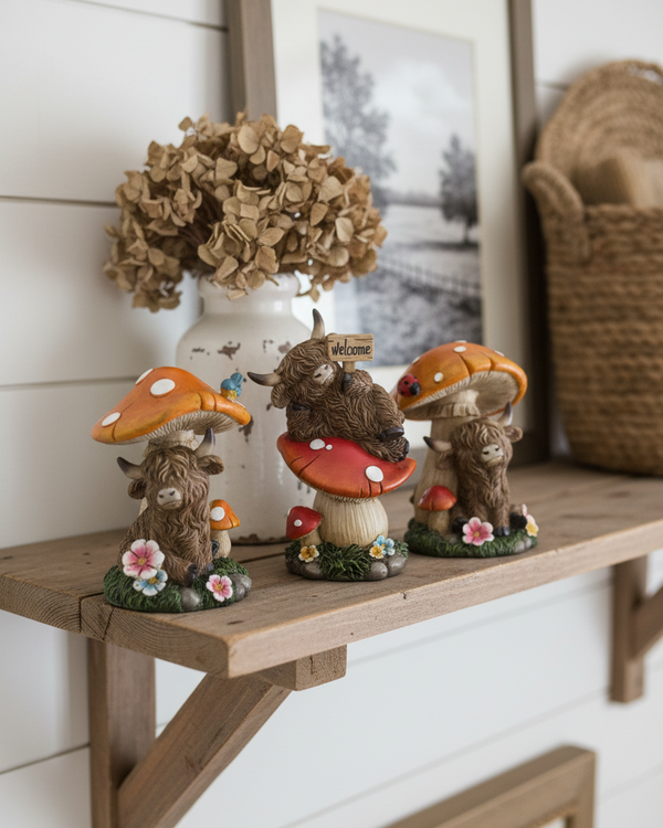 Highland Cow with Mushroom