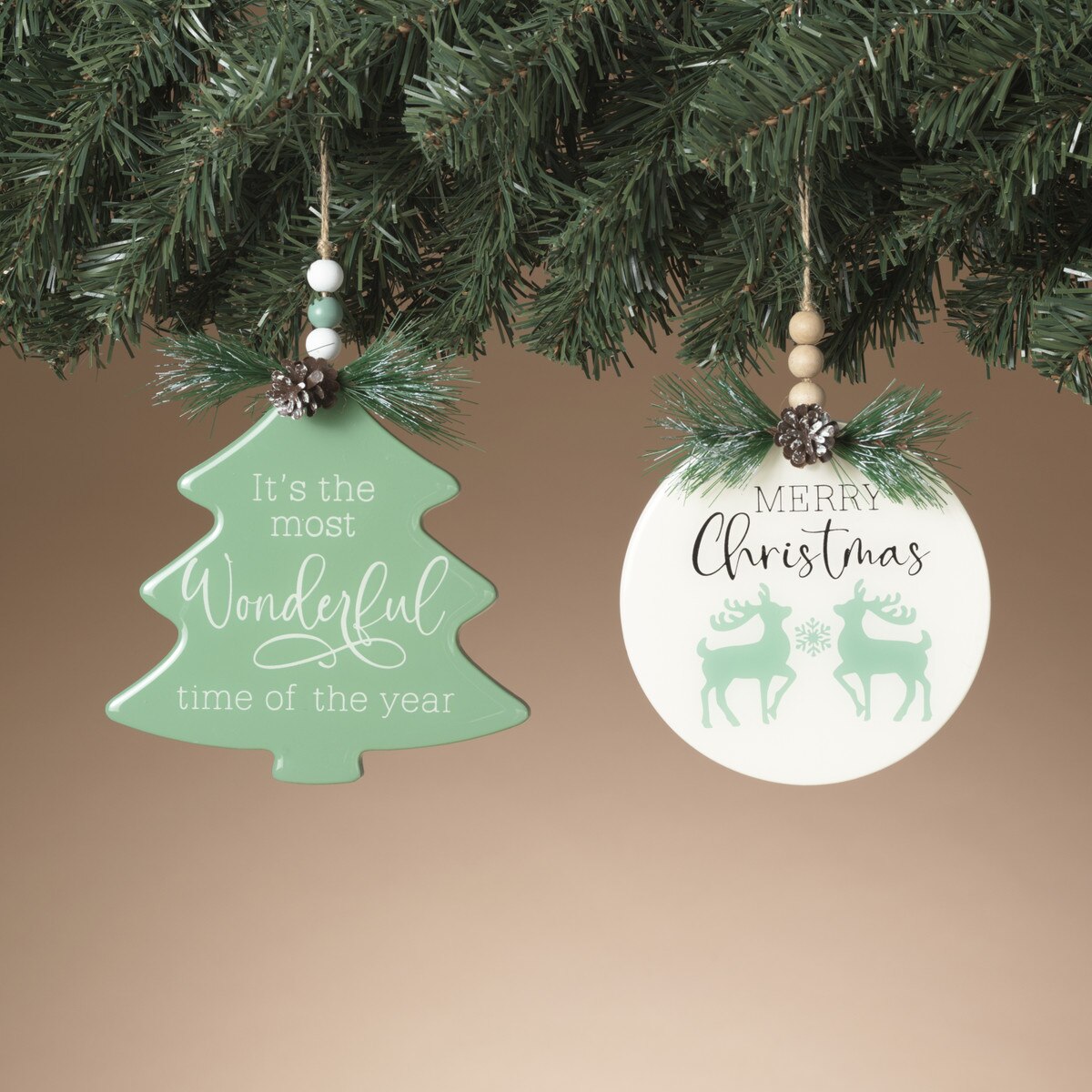 Wood Glossy Finish With Greenery Accent