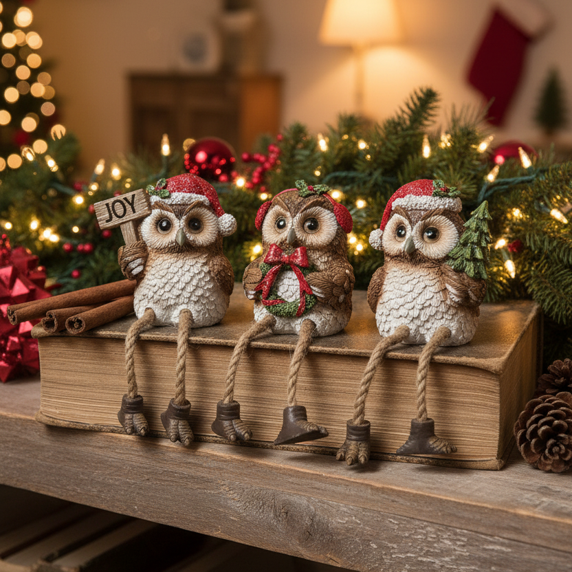 Christmas Owl Shelf Sitter