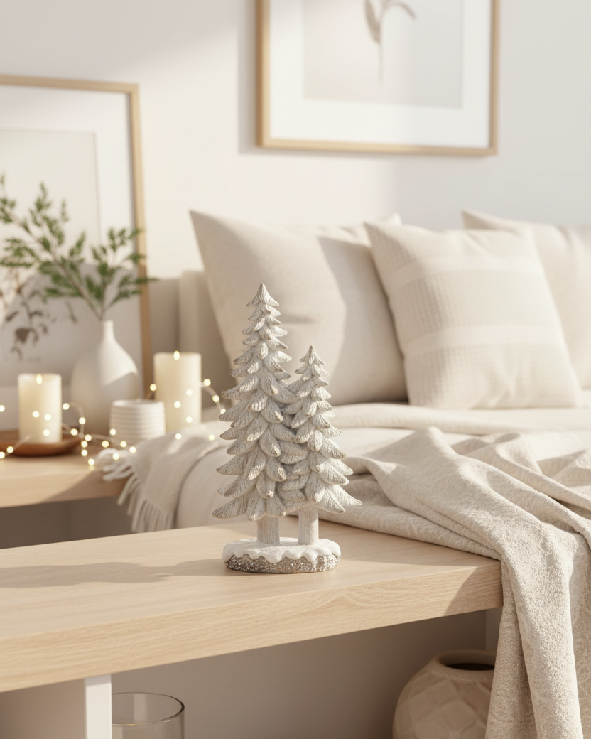 White Resin Holiday Tree Duo