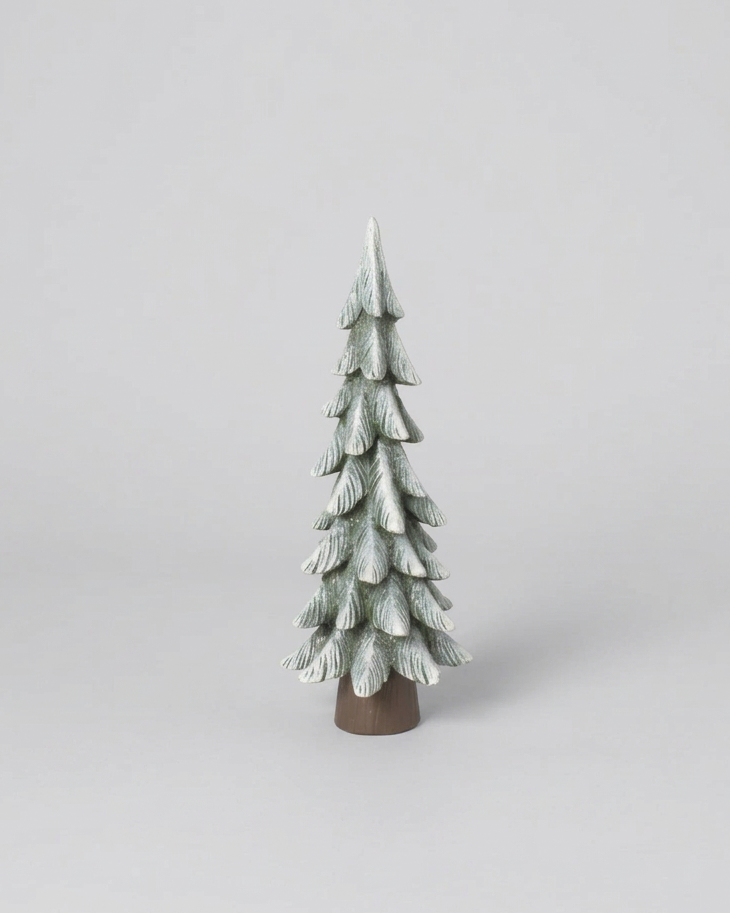Snowy Evergreen Resin Tree