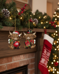 Festive Holiday Highland Cow Ornament