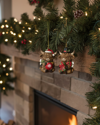 Festive Holiday Highland Cow Ornament