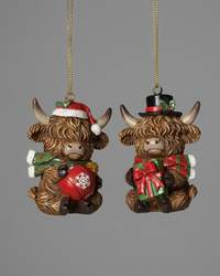 Festive Holiday Highland Cow Ornament