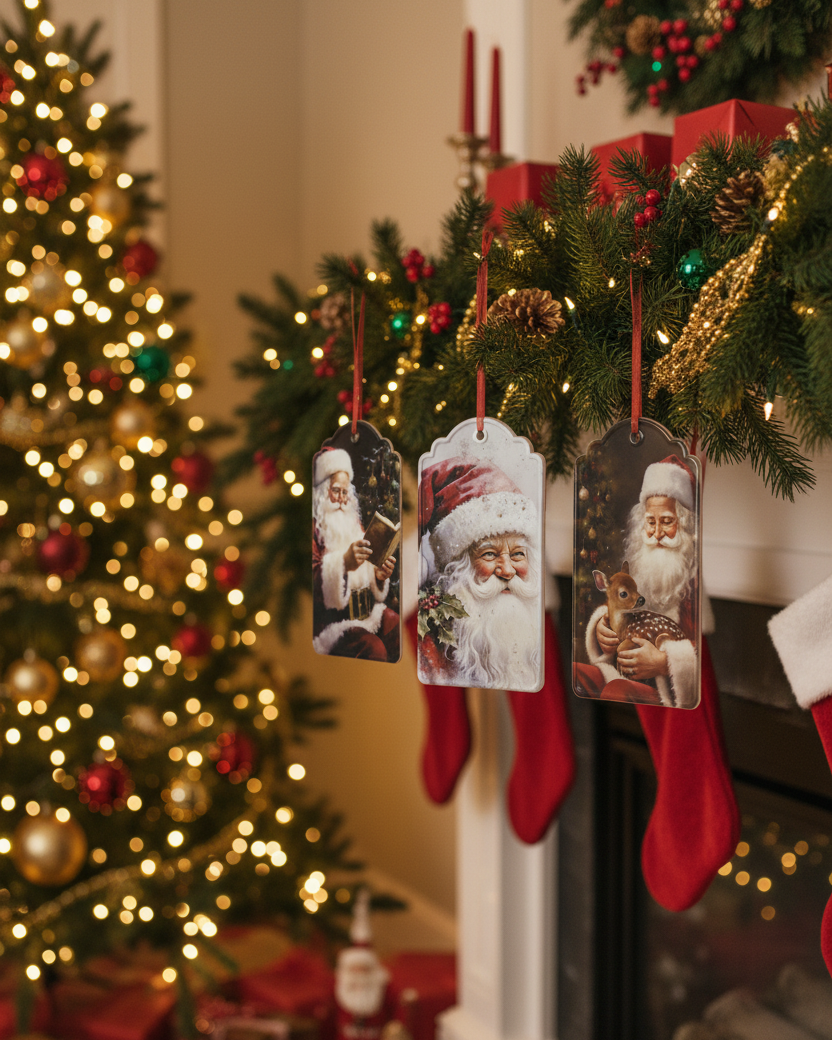 Metal Santa Design Hanging Tag Ornament