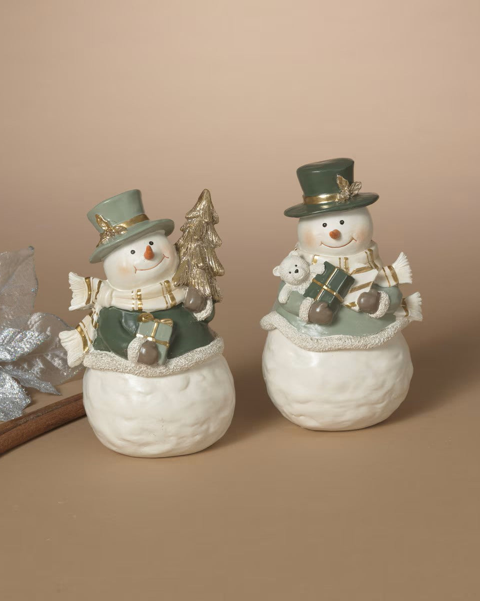 Sage Snowman with Present