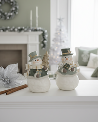 Sage Snowman with Present