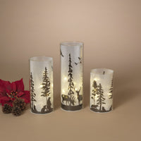Lighted Woodland Nature Scene Cylinder