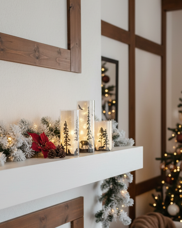 Lighted Woodland Nature Scene Cylinder