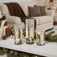 Lighted Woodland Nature Scene Cylinder