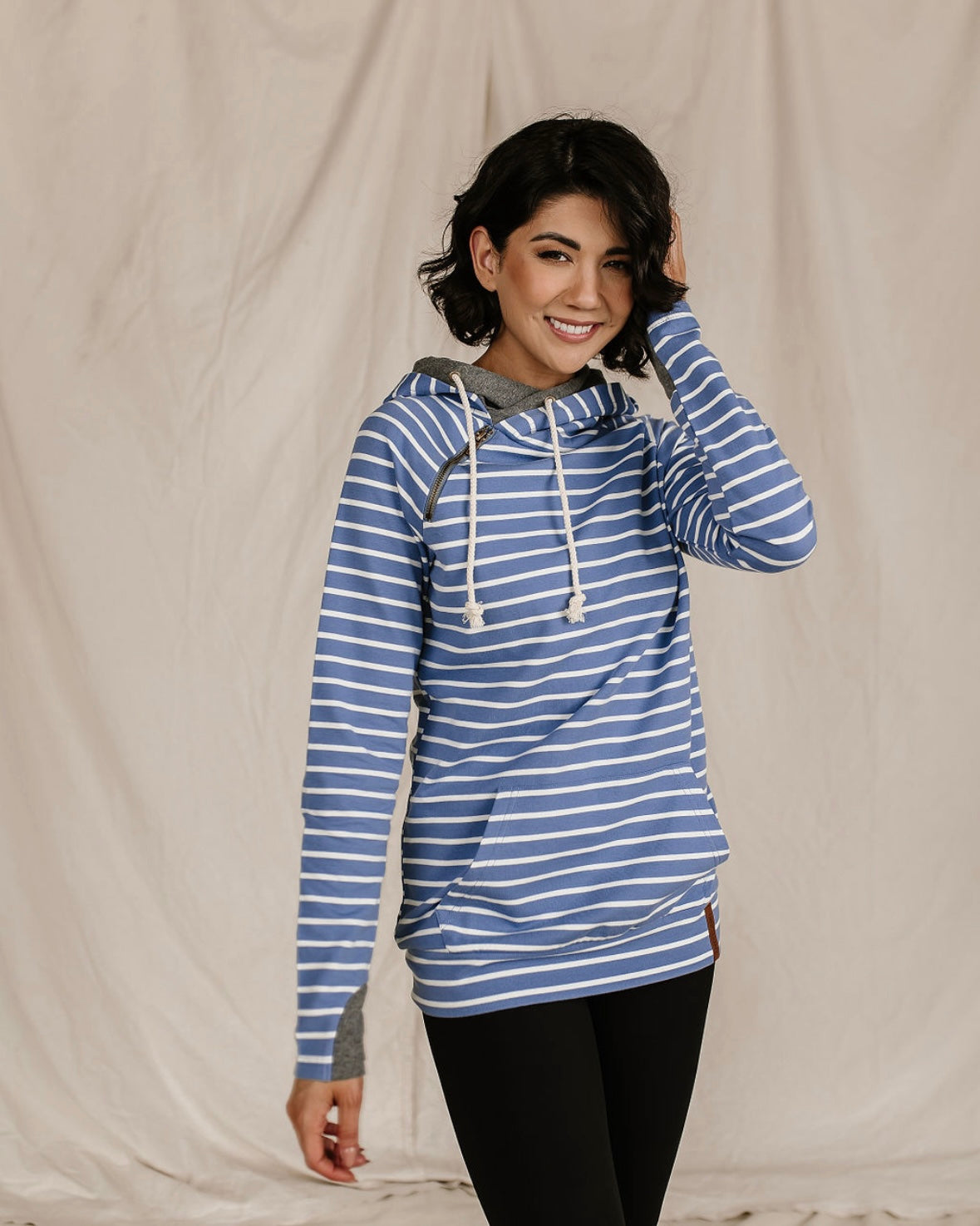 Line It Up Blue Doublehood Sweatshirt