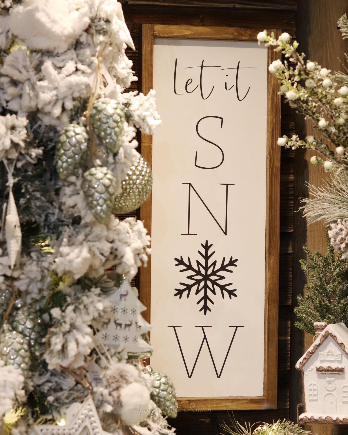 Let it Snow Wood Sign Vertical