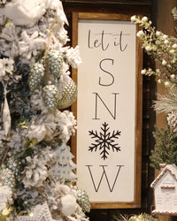Let it Snow Wood Sign Vertical
