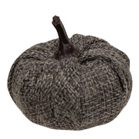 Mini Cream and Grey Burlap Pumpkins Set of Four