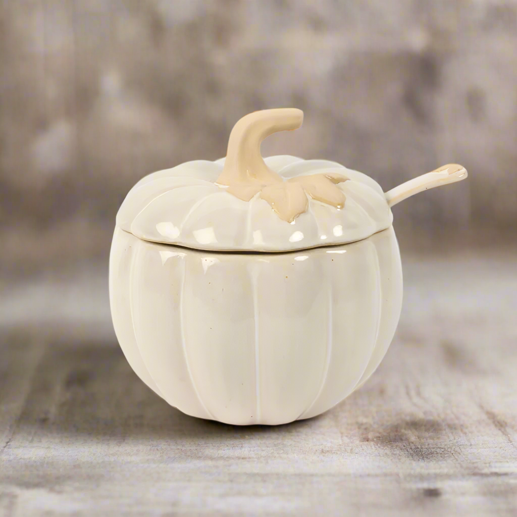 Harvest Pumpkin Covered Bowl with Spoon