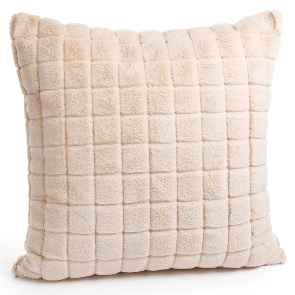 Faux Fur Beige Throw Pillow