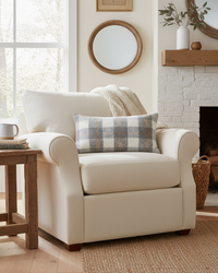 Grey and White Plaid Fuzzy Throw Pillow
