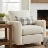 Grey and White Plaid Fuzzy Throw Pillow