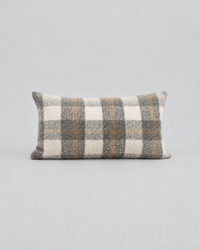 Grey and White Plaid Fuzzy Throw Pillow