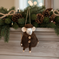 Wool Mouse in Fur Coat and Hat Ornament