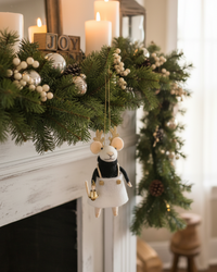 Wool Mouse With Gold Antlers Ornament