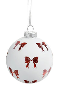 Red Bow Glass Ornament