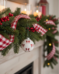 Red Bow Glass Ornament