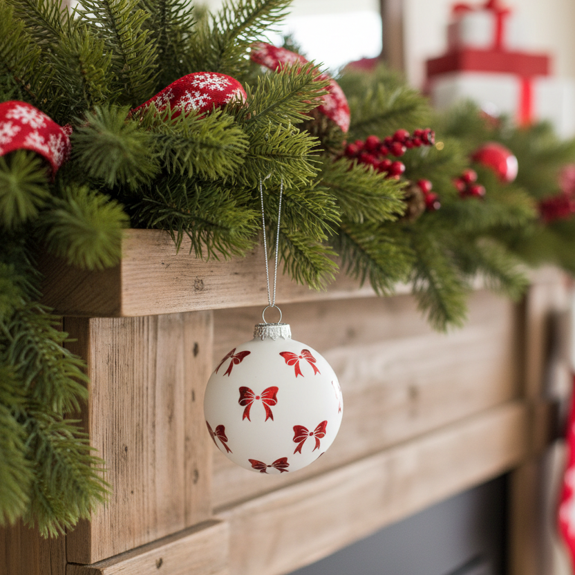 Red Bow Glass Ornament