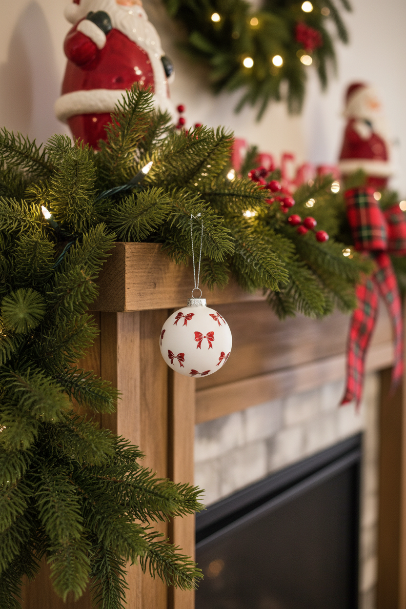 Red Bow Glass Ornament