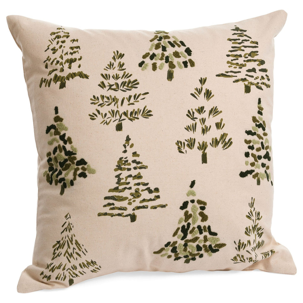 Green Trees Natural Cotton Throw Pillow