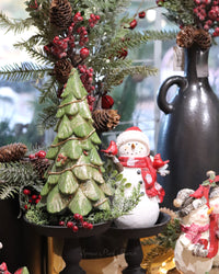 Green Glitter Trees With Garland and Bows