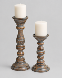 Mango Wood Grey Wash Candle Holder