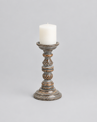 Mango Wood Grey Wash Candle Holder