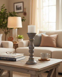 Mango Wood Grey Wash Candle Holder