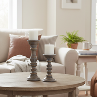Mango Wood Grey Wash Candle Holder