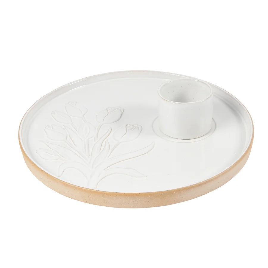 Floral Serve and Dip Platter Set of 2