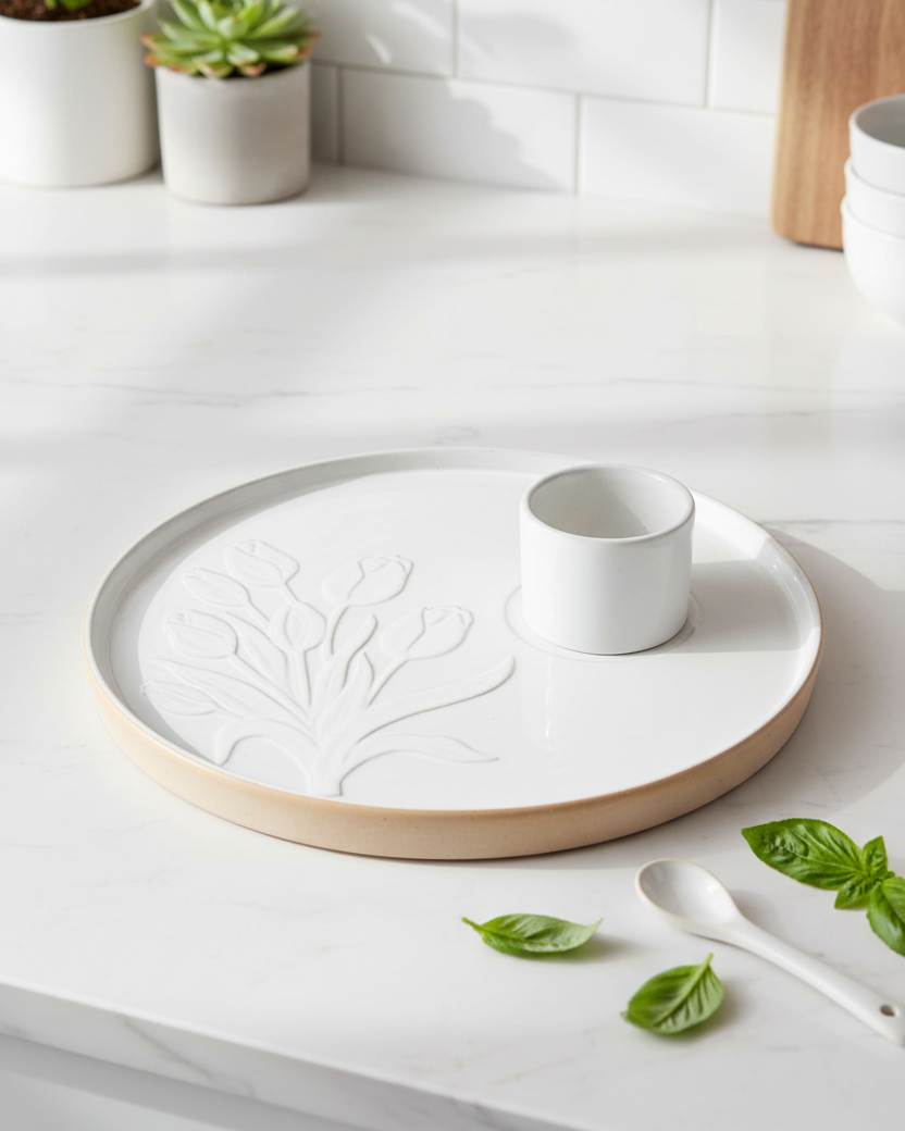 Floral Serve and Dip Platter Set of 2