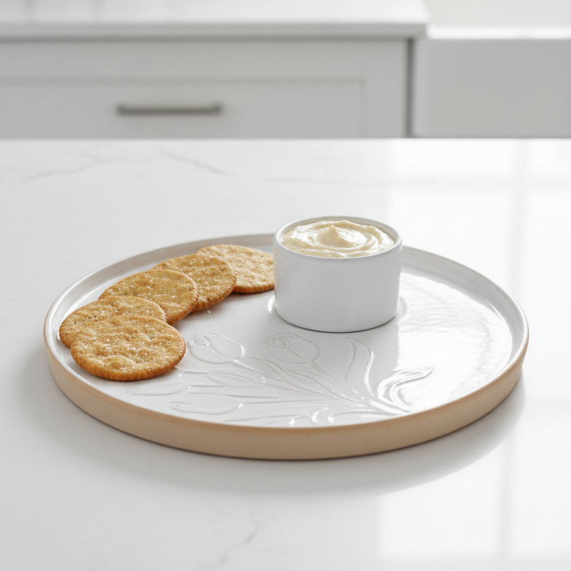 Floral Serve and Dip Platter Set of 2