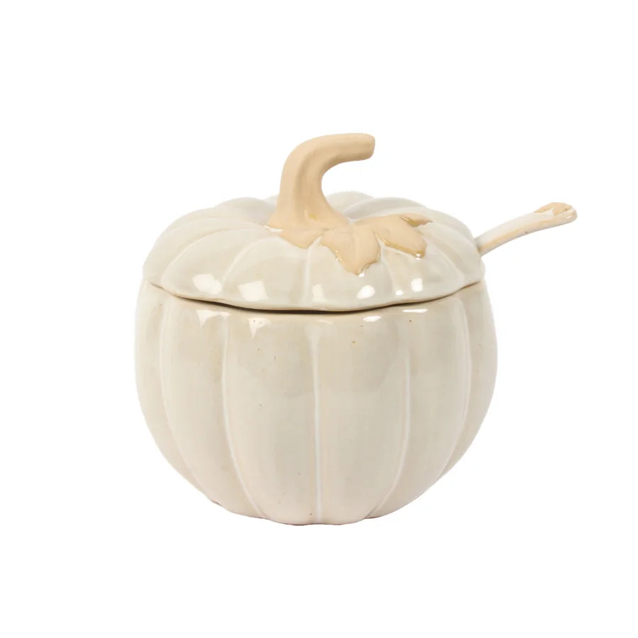 Harvest Pumpkin Covered Bowl with Spoon