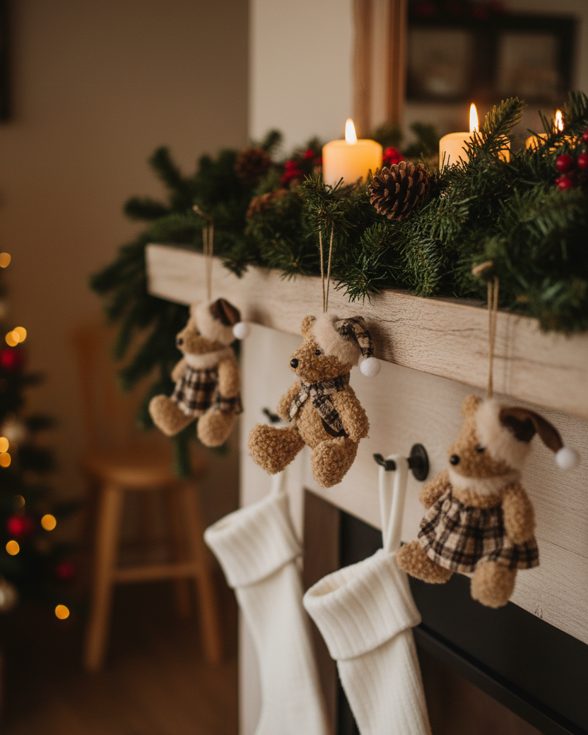 Brown Bear with Plaid Outfit Ornament