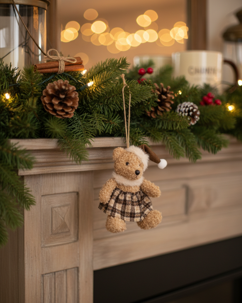 Brown Bear with Plaid Outfit Ornament