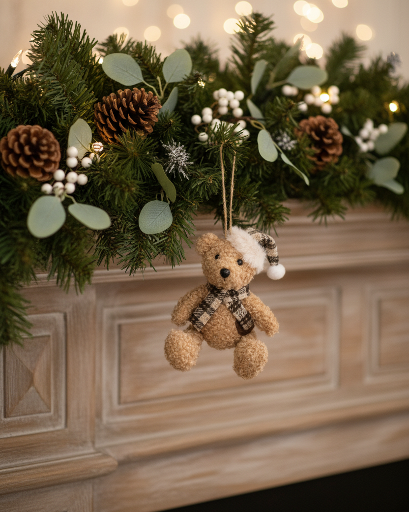 Brown Bear with Plaid Outfit Ornament